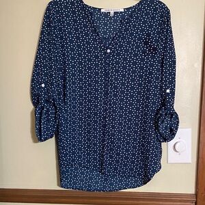 Collective Concepts Dark Blue Polka Dot Blouse